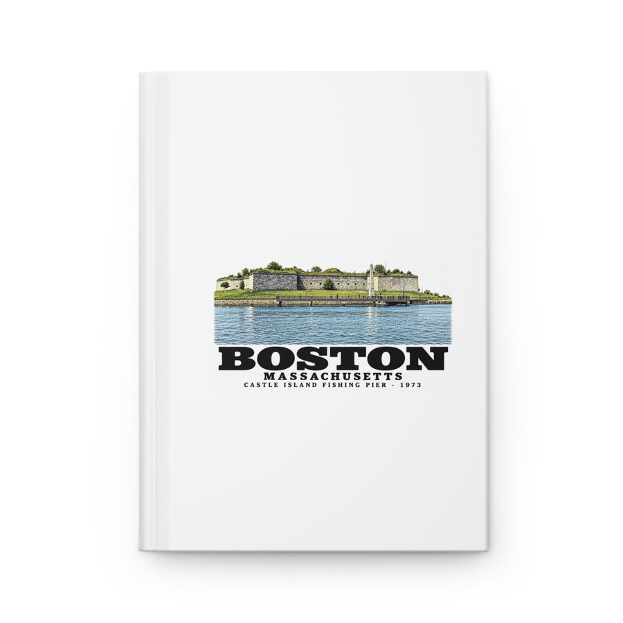 Castle Island, includes Fishing Pier Matte Hardcover Journal - Boston Harbor