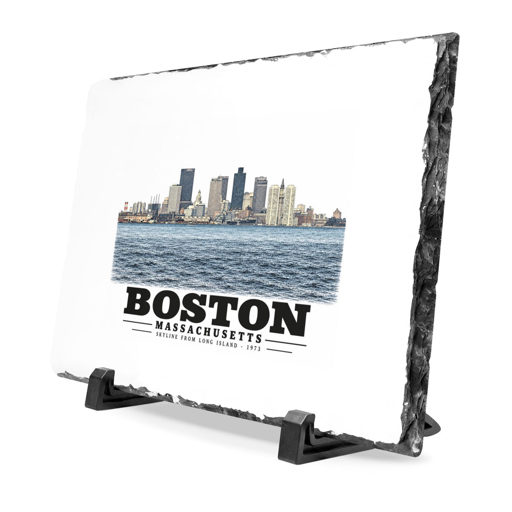 Skyline from near Long Island 7 × 11 in Slate Desk Plaque - Boston Harbor