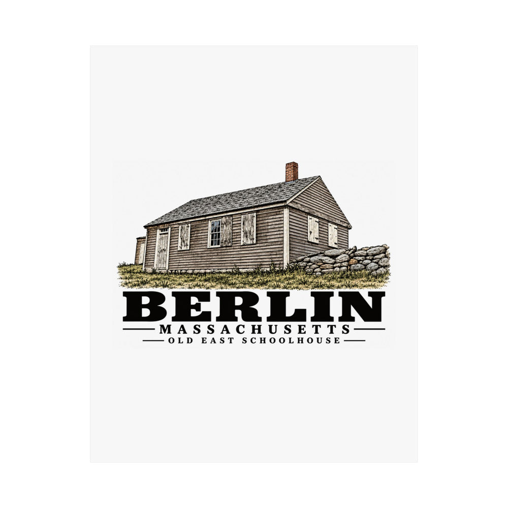 Illustrated Old East Schoolhouse in Berlin on unframed matte poster