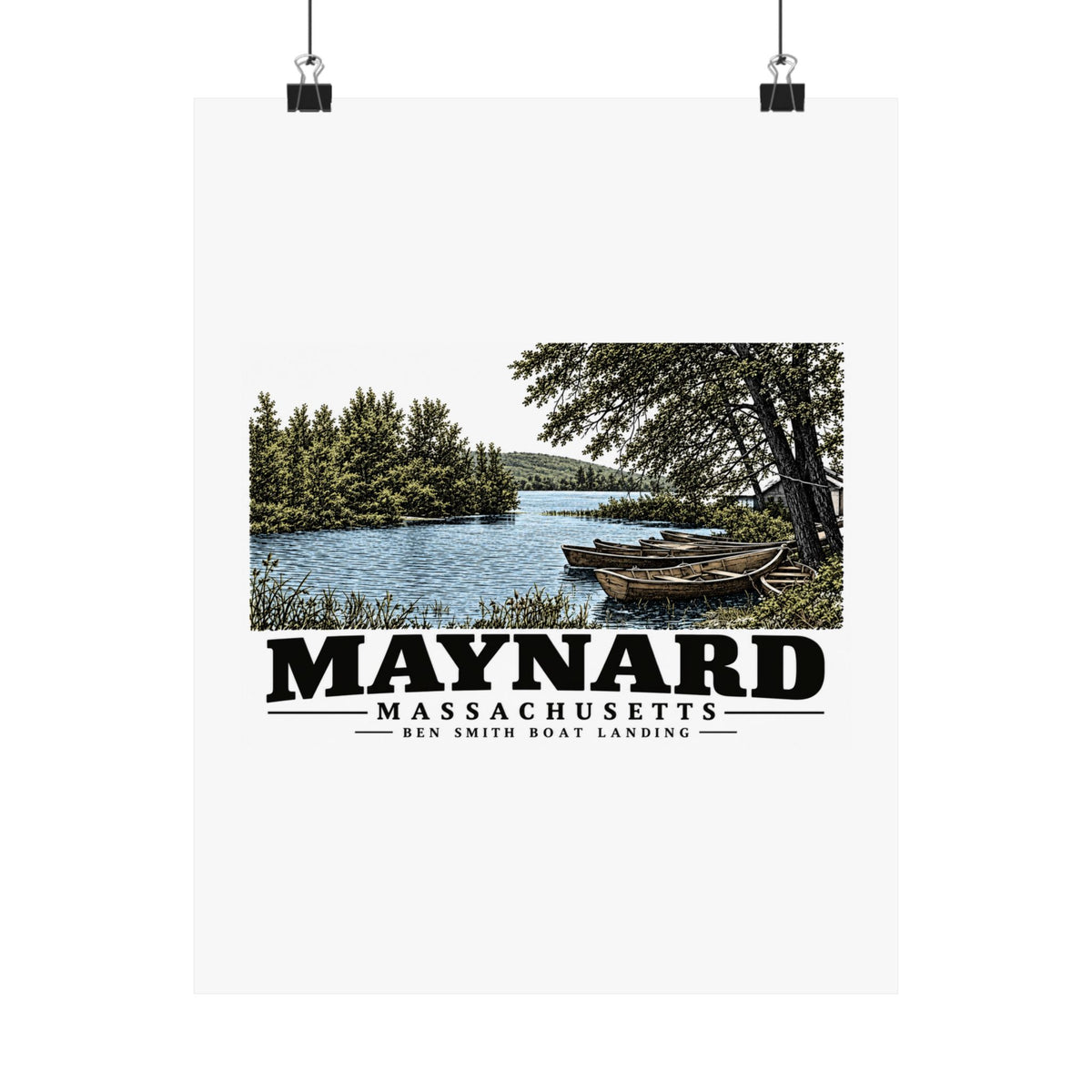 Illustrated Ben Smith Boat Landing in Maynard on unframed matte poster