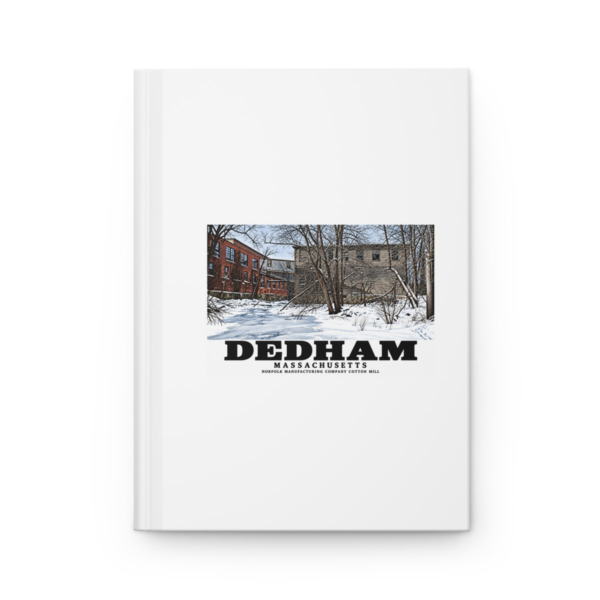 Illustrated Norfolk Manufacturing Company Cotton Mill in Dedham on matte hardcover journal