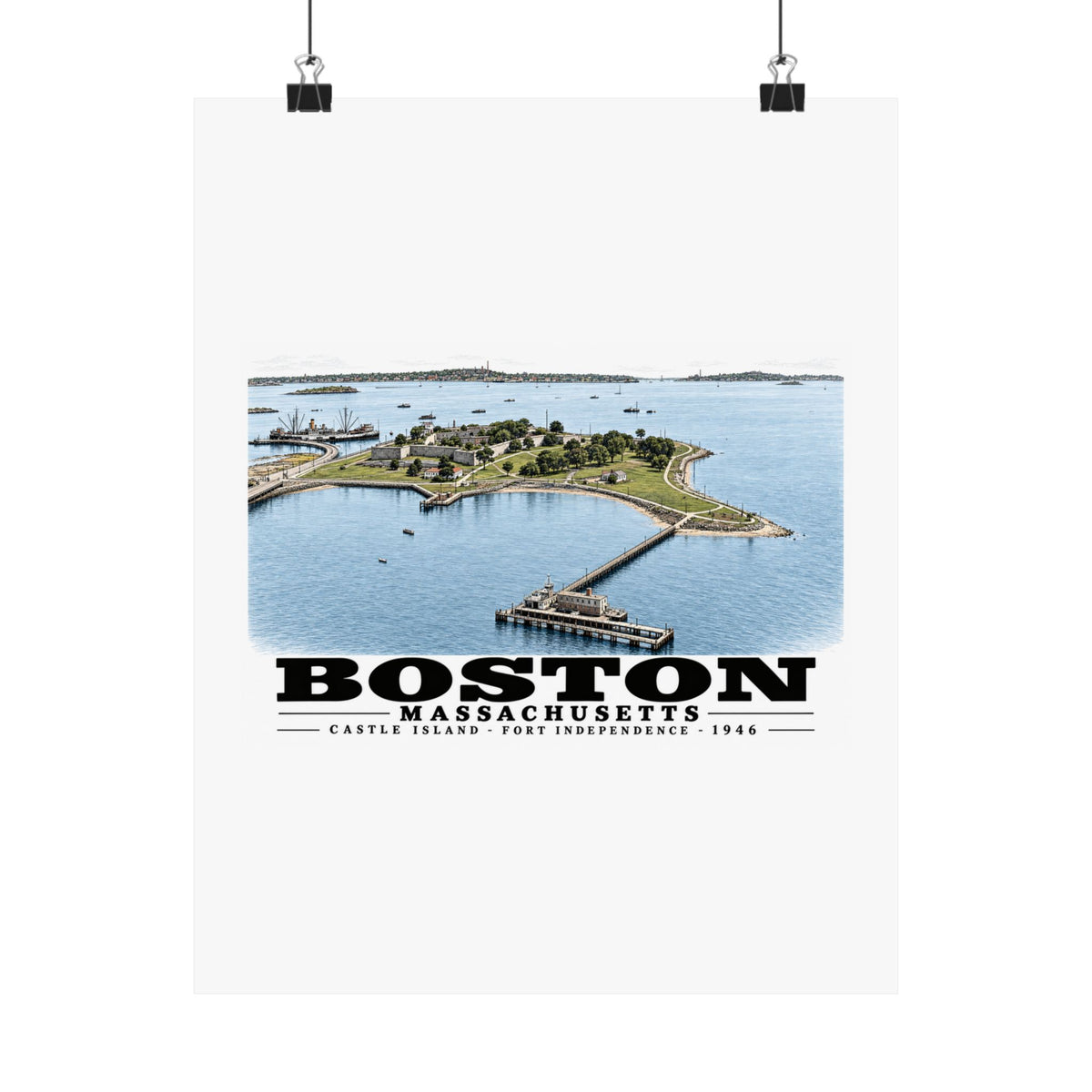 Castle Island, Boston Matte Heritage Poster — 11 × 14 and 18 × 24 in - Boston Harbor