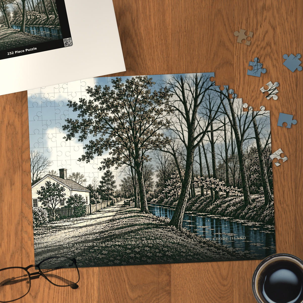 Lincoln Old Ashton Kelly House and Blackstone Canal 252-Piece Jigsaw Puzzle