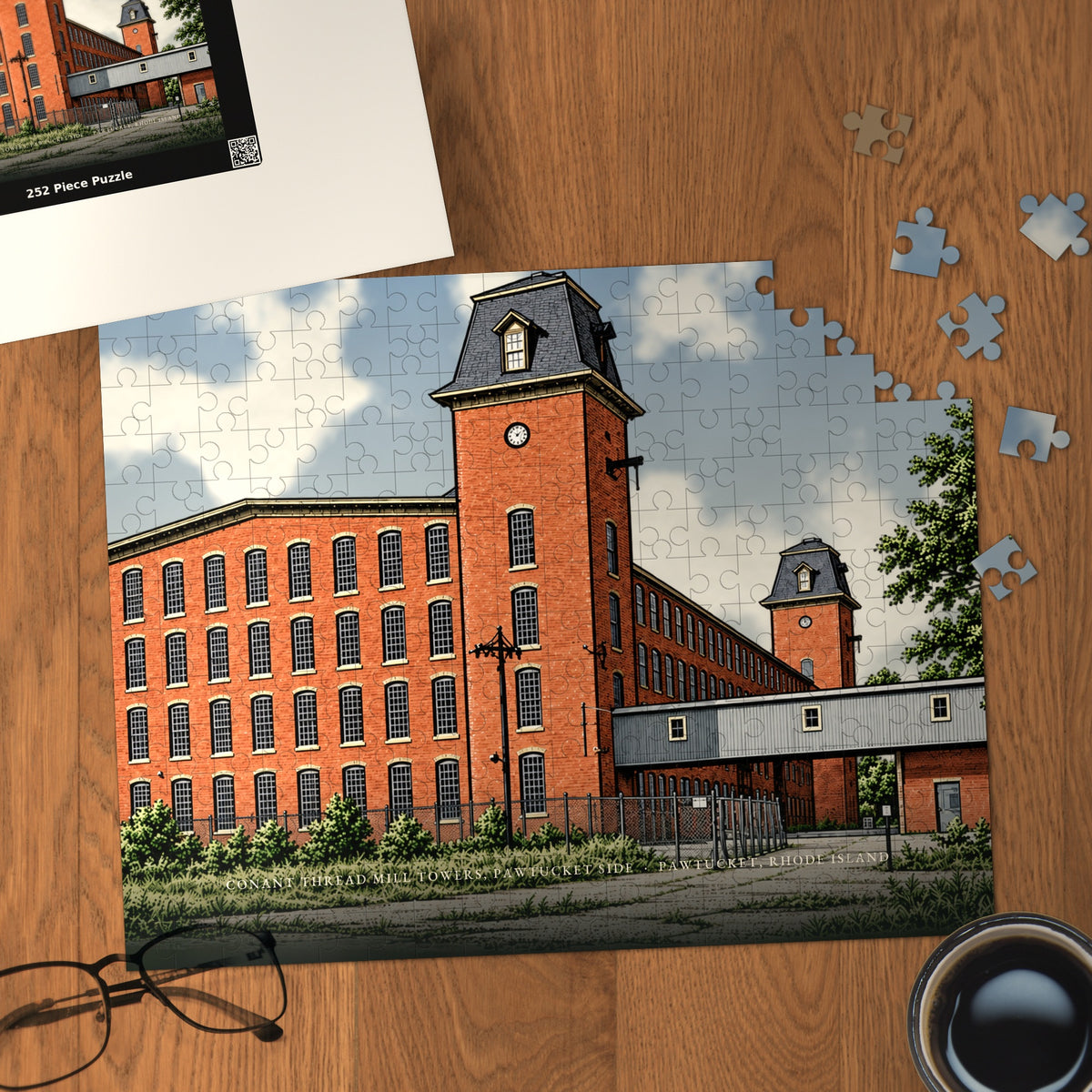 Pawtucket Conant Thread Mill Towers, Pawtucket Side 252-Piece Jigsaw Puzzle