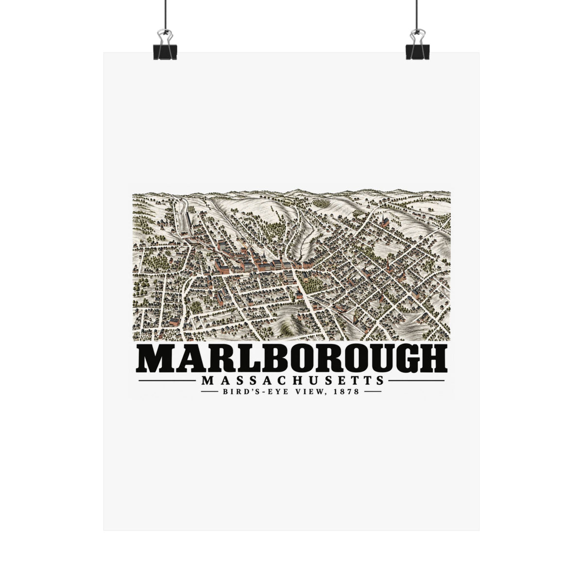 Illustrated Bird'S-Eye View, 1878 in Marlborough on unframed matte poster