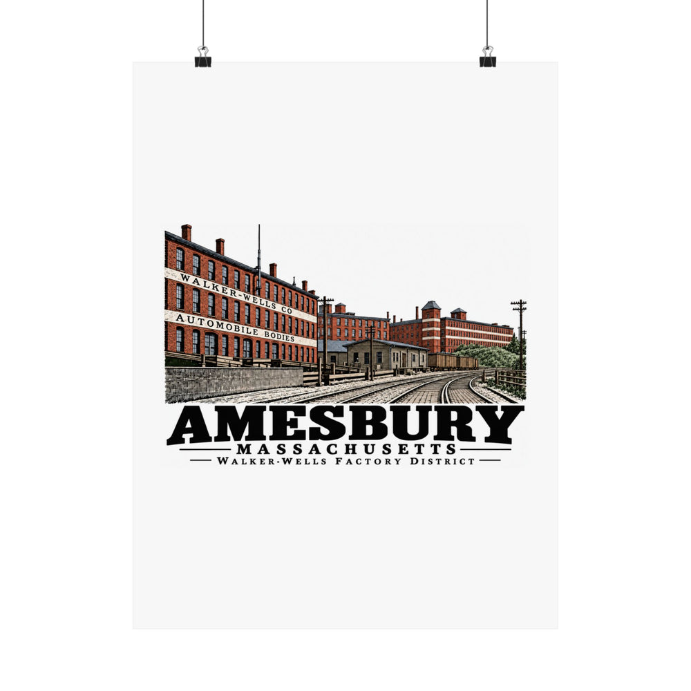 18 x 24 front of Walker-Wells Factory District matte poster, Amesbury, Massachusetts.