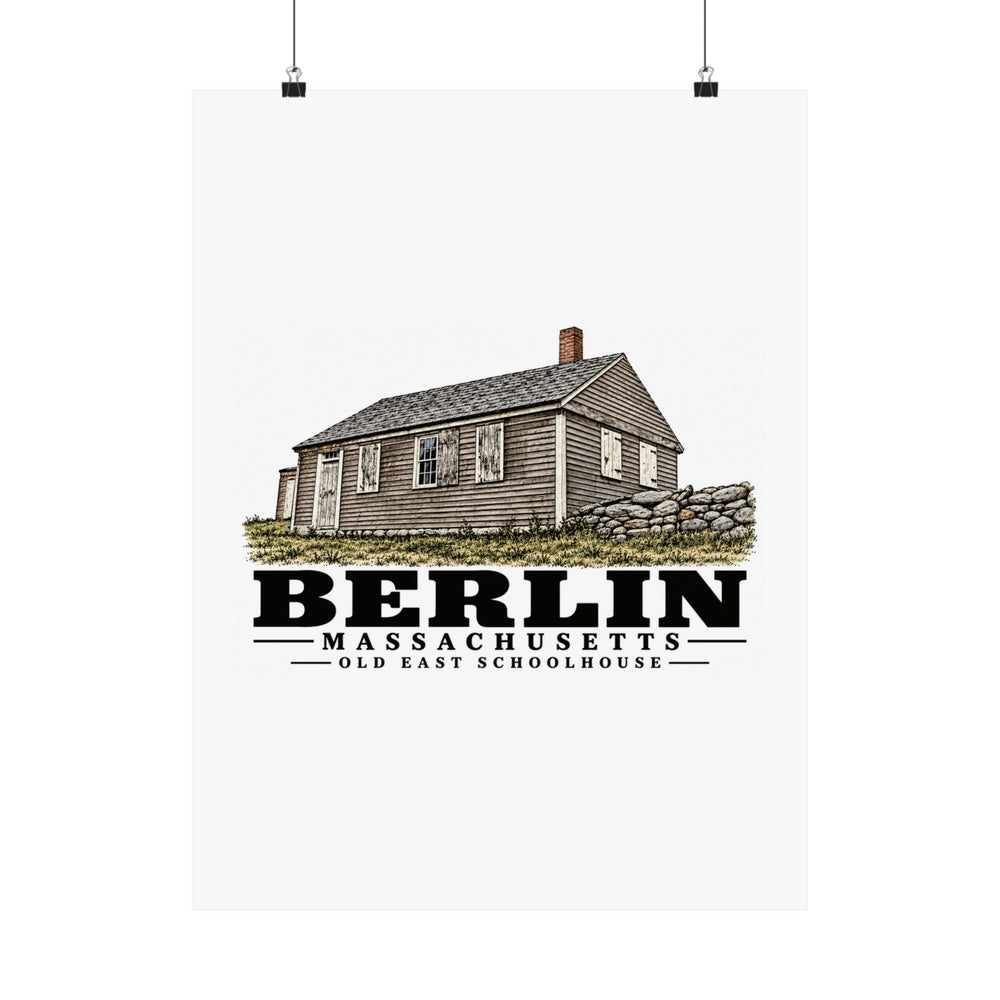 Illustrated Old East Schoolhouse in Berlin on unframed matte poster