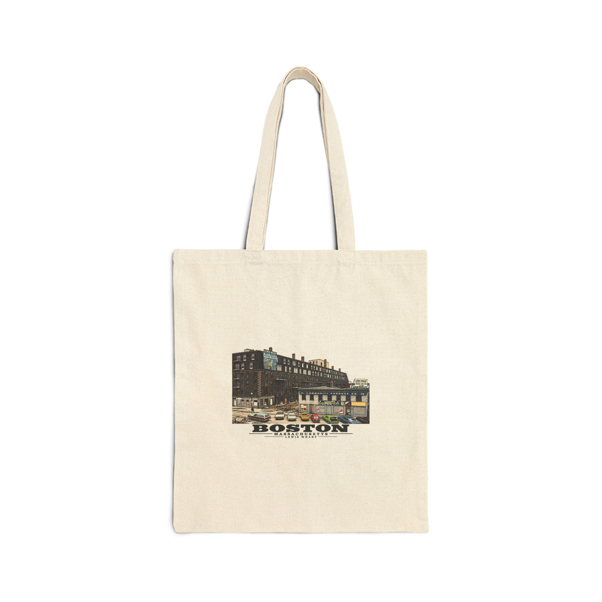 Lewis Wharf Natural Heavy Canvas Tote - Boston Harbor