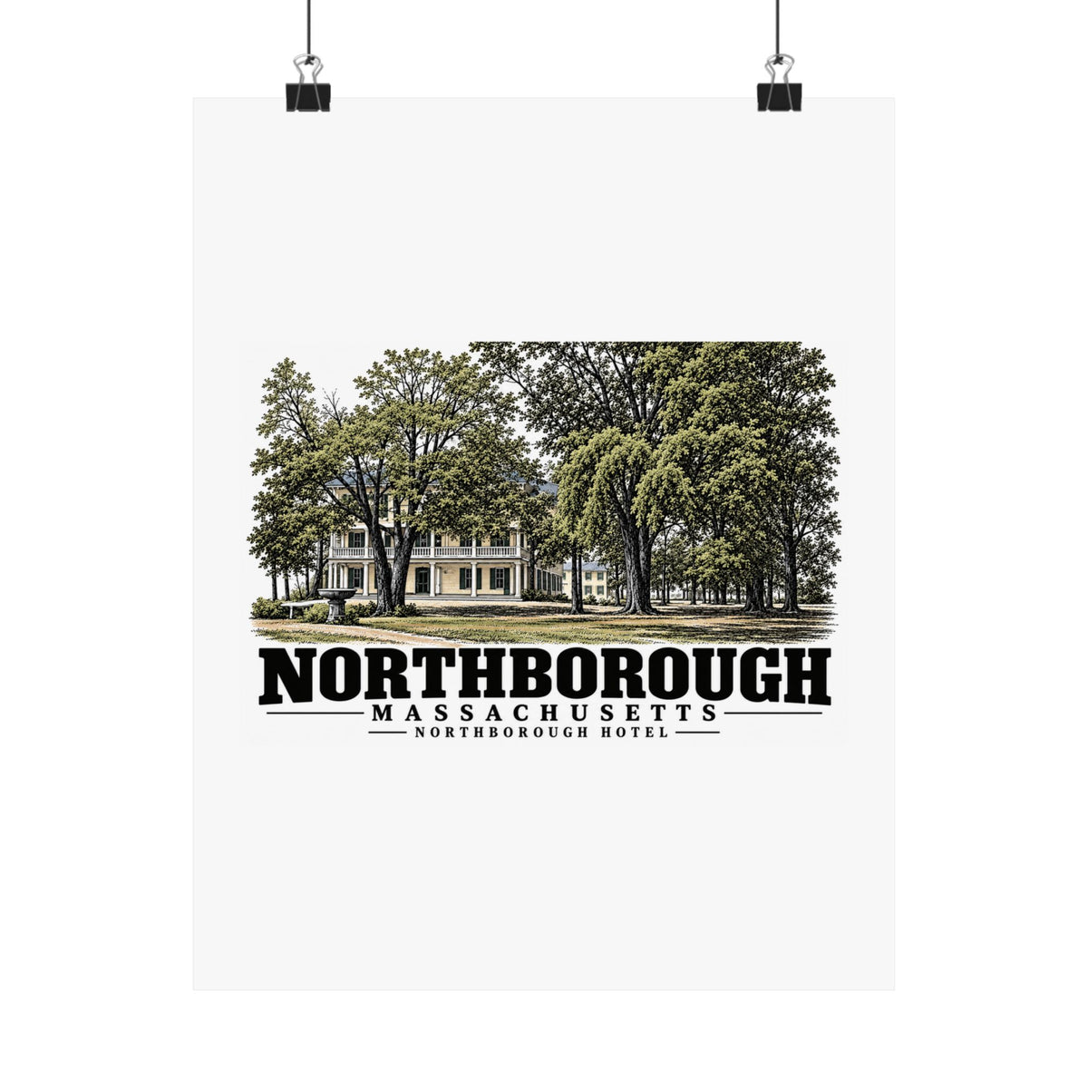 Illustrated Northborough Hotel in Northborough on unframed matte poster