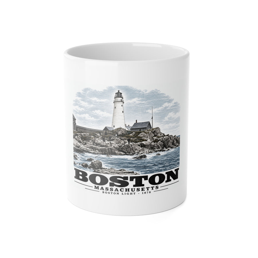 Boston Light, Boston Harbor, Mass. 11 oz White Ceramic Mug - Boston Harbor