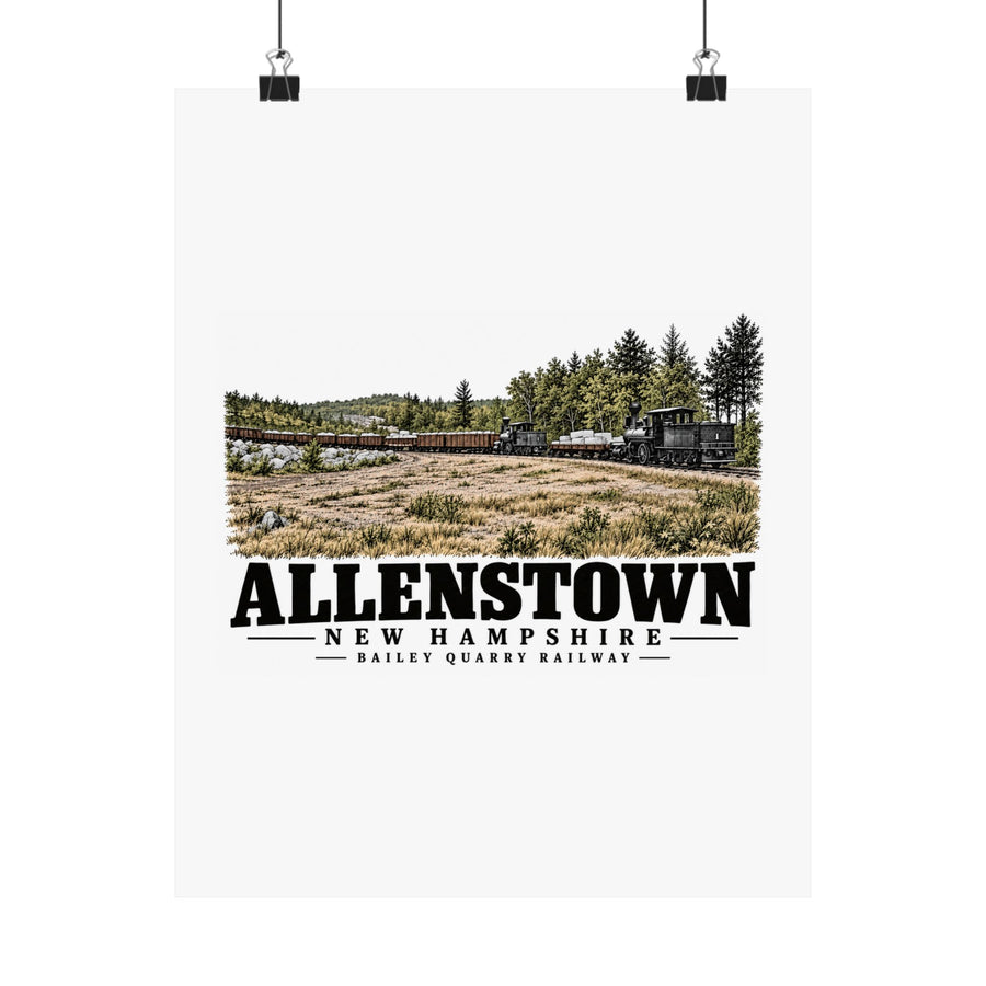 11 x 14 front of Bailey Quarry Railway matte poster, Allenstown, New Hampshire.