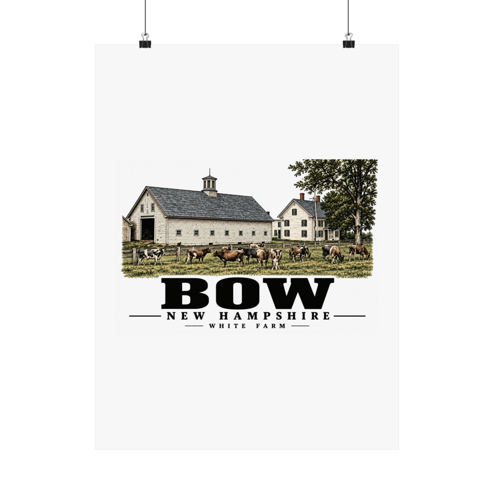 18 x 24 front of White Farm Jersey herd and barns matte poster, Bow, New Hampshire.