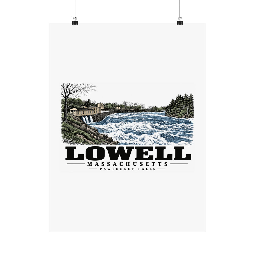 18 x 24 front of Pawtucket Falls matte poster, Lowell, Massachusetts.