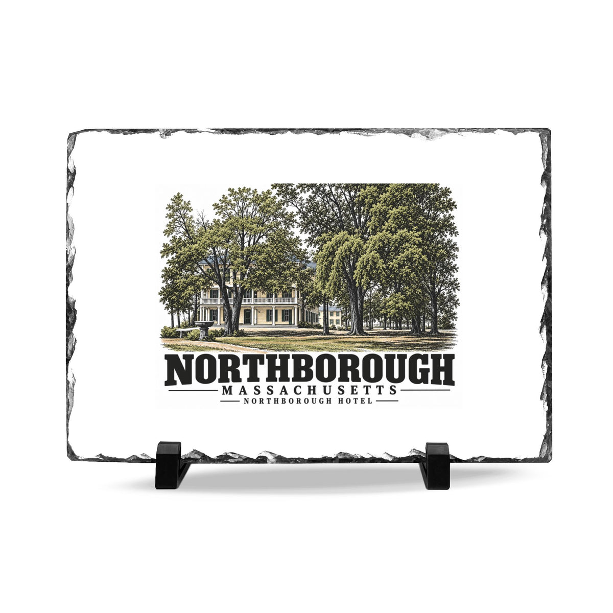 Illustrated Northborough Hotel in Northborough on slate desk plaque