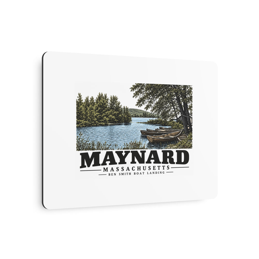 Illustrated Ben Smith Boat Landing in Maynard on metal art sign