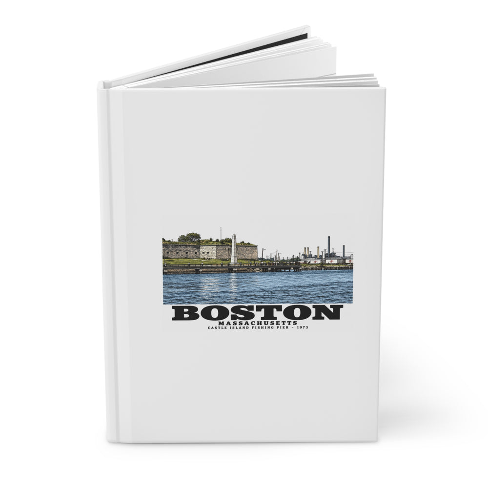 Castle Island, includes Fishing Pier Matte Hardcover Journal - Boston Harbor