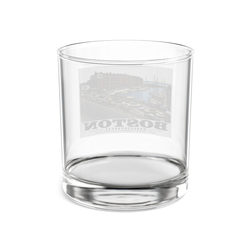 Marina between Lewis and Commercial Wharf 10 oz Rocks Glass - Boston Harbor