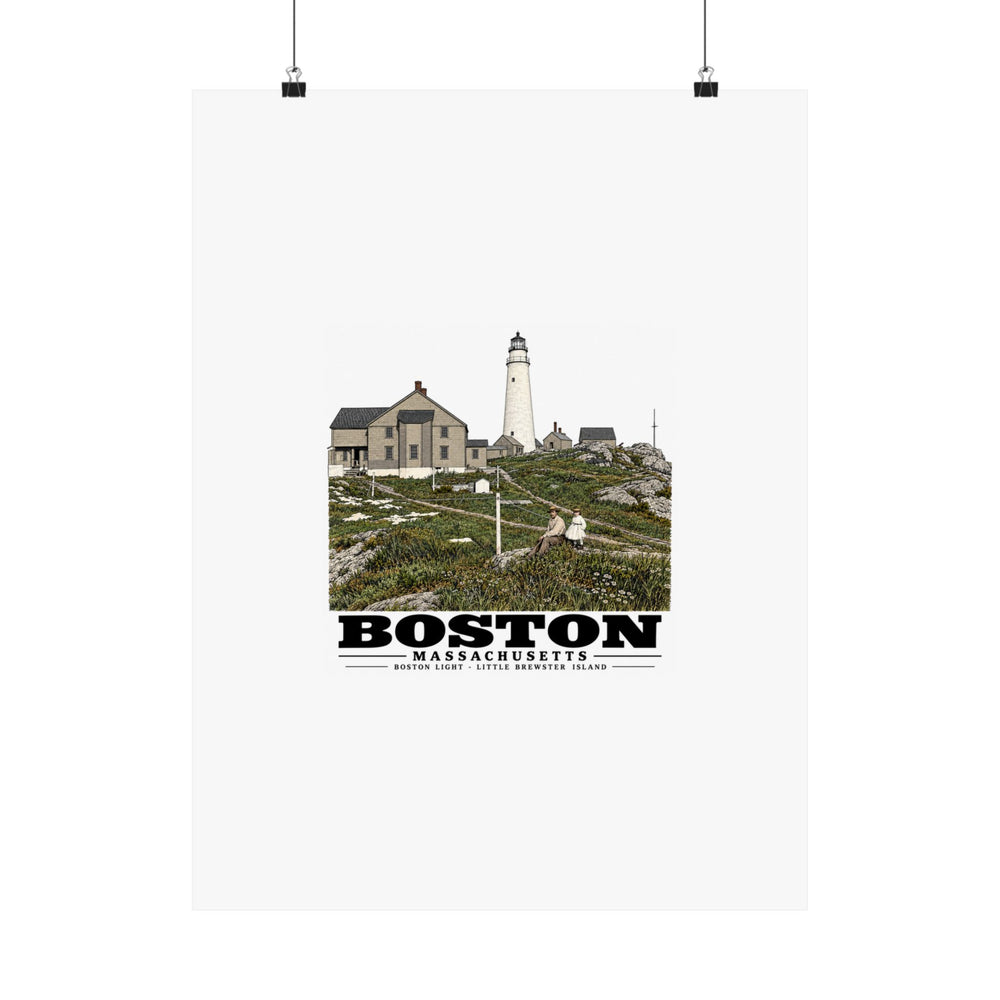 Boston Lower Light and Little Brewster, East Matte Heritage Poster — 11 × 14 and 18 × 24 in - Boston Harbor