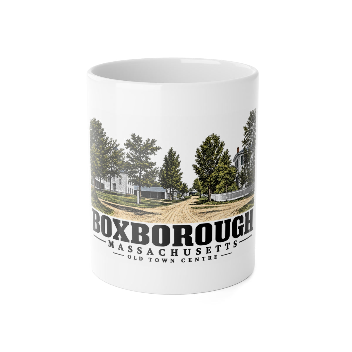 Illustrated Old Town Centre in Boxborough on ceramic mug