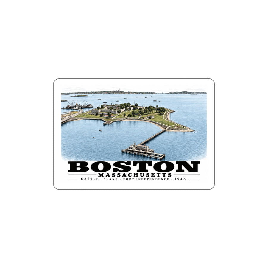 Castle Island, Boston 4 in White Die-Cut Sticker - Boston Harbor