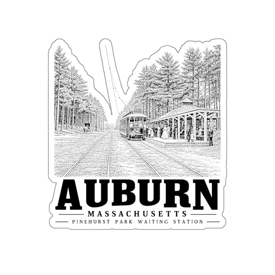 Auburn Pinehurst Park Waiting Station 4 in Die-Cut Sticker in White — front view