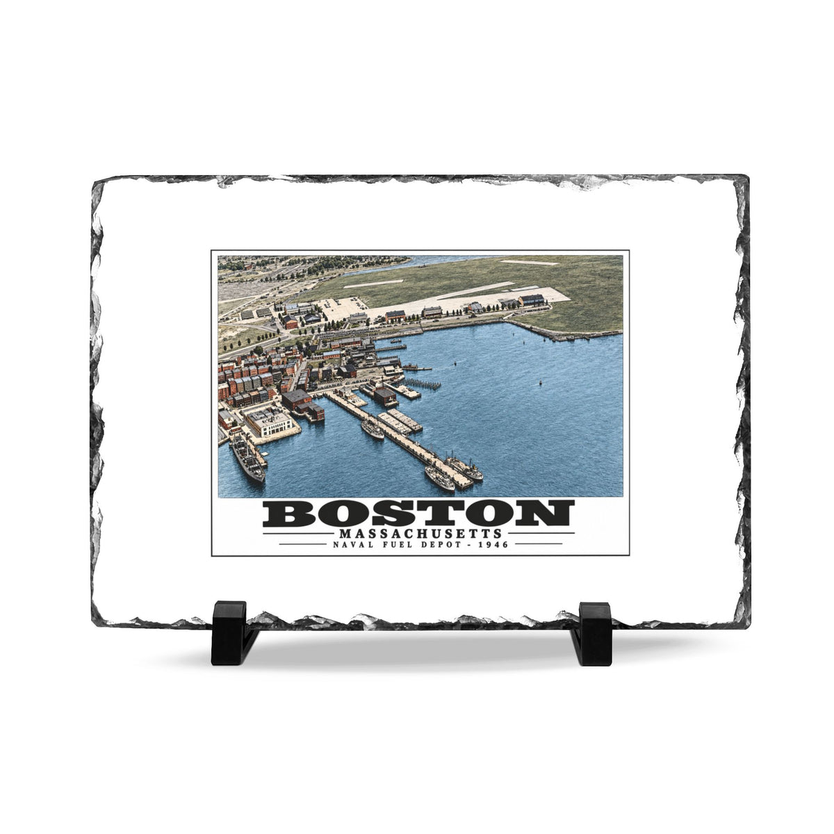 Fuel Depot 7 × 11 in Slate Desk Plaque - Boston Harbor