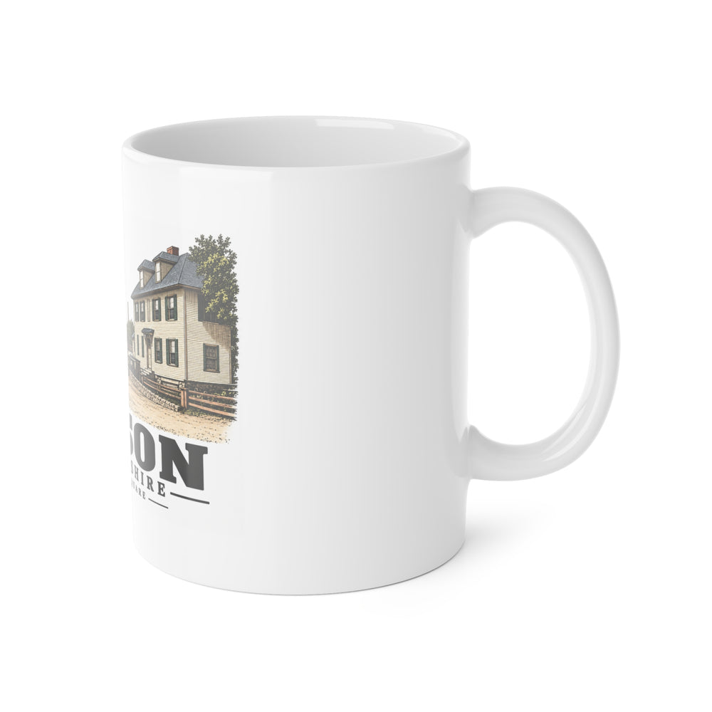 Additional right-handle side view of Post Office Square white ceramic mug, Hudson, New Hampshire.