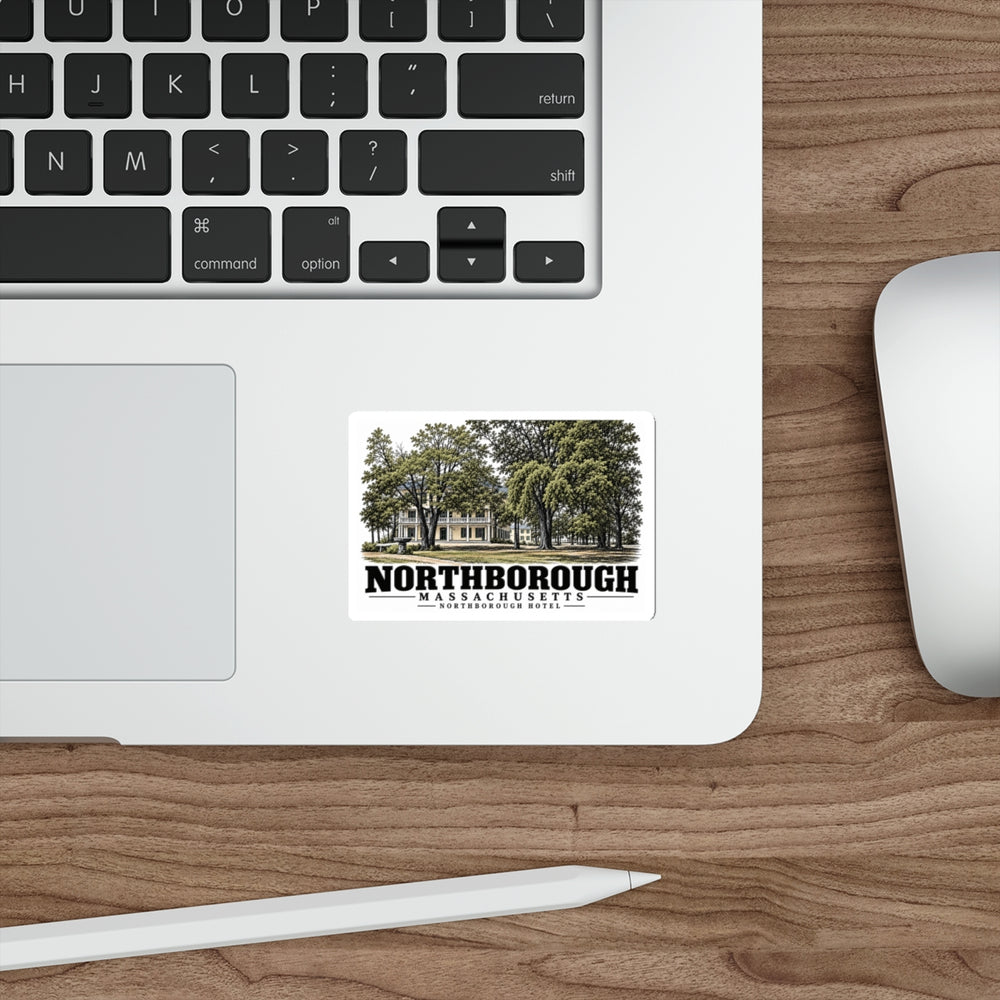 Illustrated Northborough Hotel in Northborough on die-cut sticker