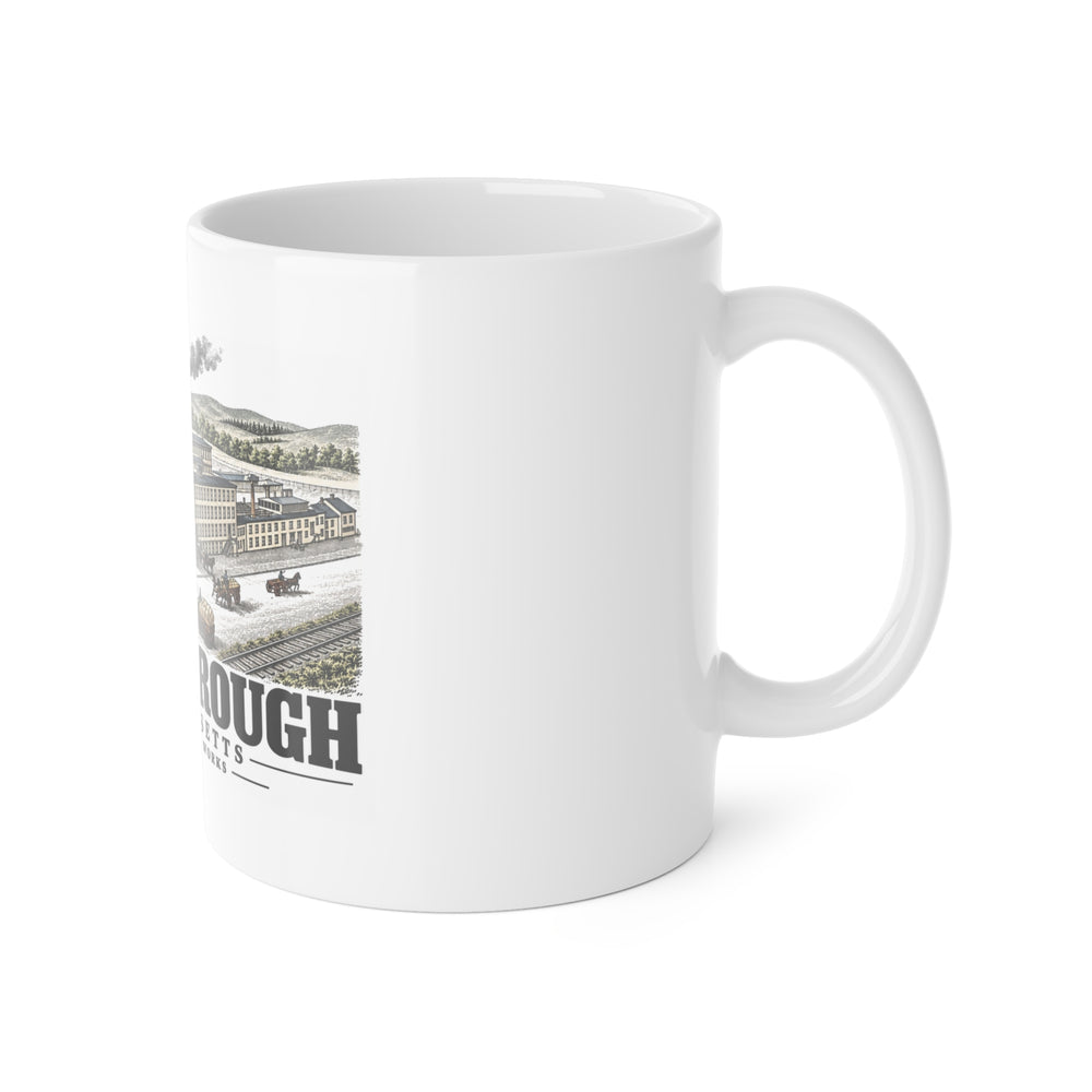 Illustrated National Straw Works in Westborough on ceramic mug