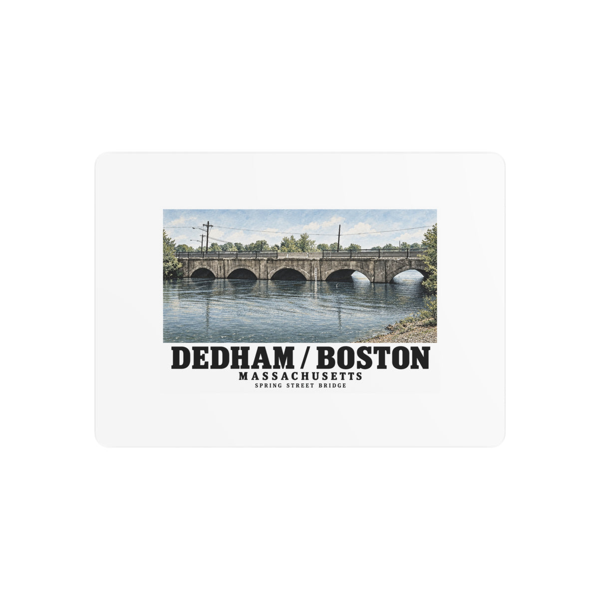 Spring Street Bridge north elevation (HAER MA-95-4, 1990) 7 × 5 in Horizontal Metal Wall Art - Charles River