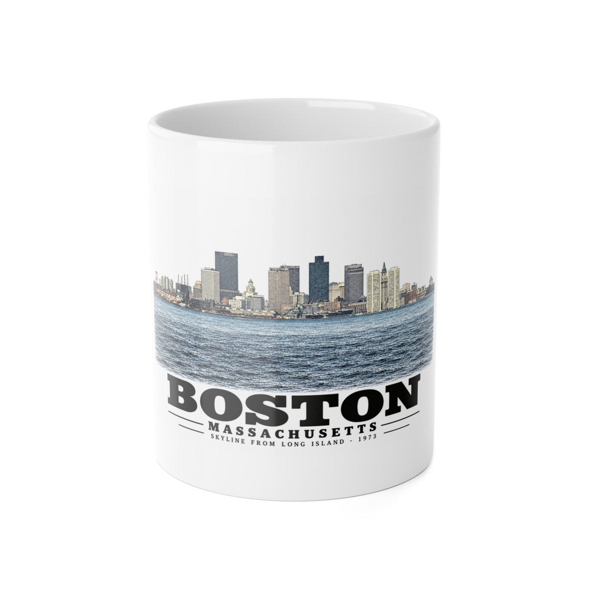 Skyline from near Long Island 11 oz White Ceramic Mug - Boston Harbor