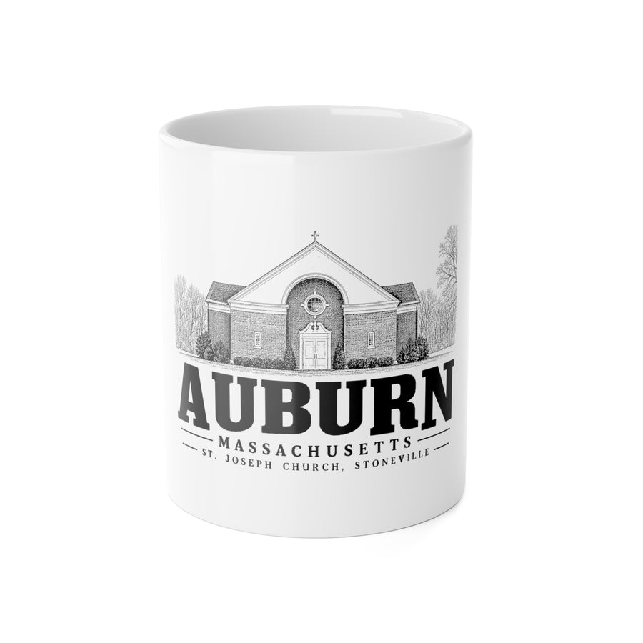 Auburn St. Joseph Church, Stoneville 11 oz Ceramic Mug in White — front view