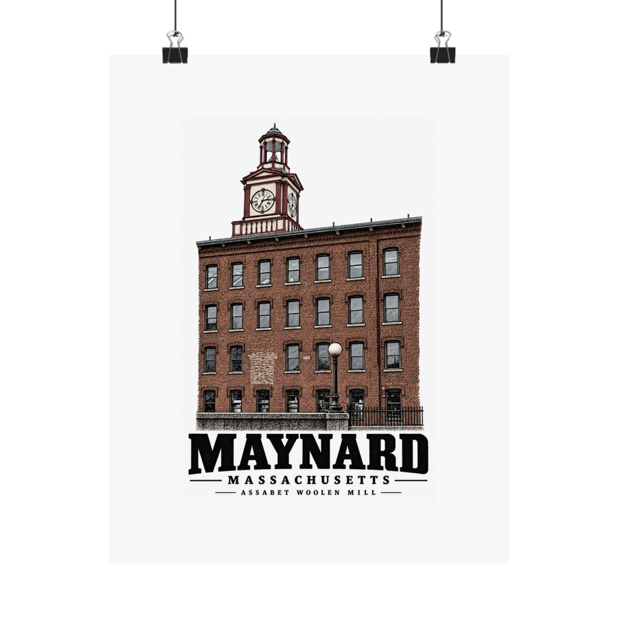 Illustrated Assabet Woolen Mill in Maynard on unframed matte poster
