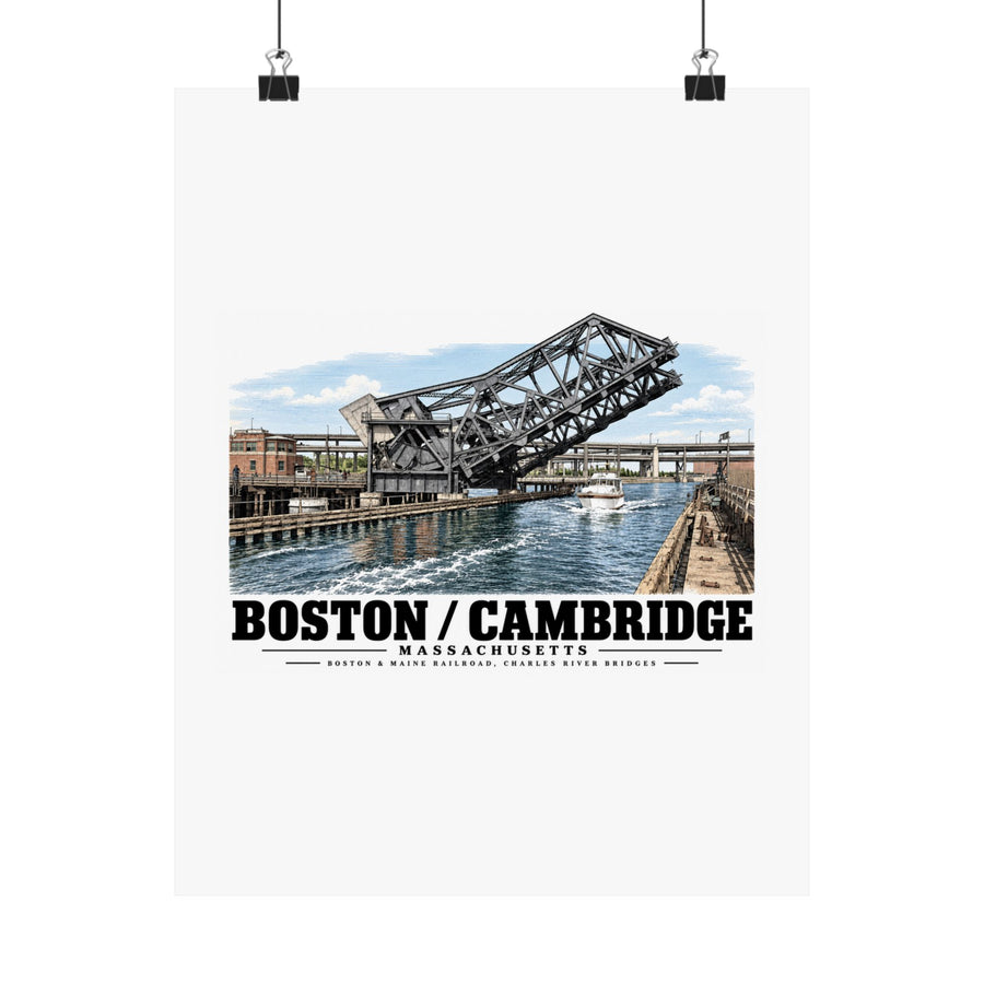 2.  GENERAL VIEW SHOWING BRIDGE IN OPEN POSITION - Boston & Maine Railroad, Charles River Bridges, Charles River, North Station vicinity, Boston, Suffolk County, MA Matte Heritage Poster — 11 × 14 and...
