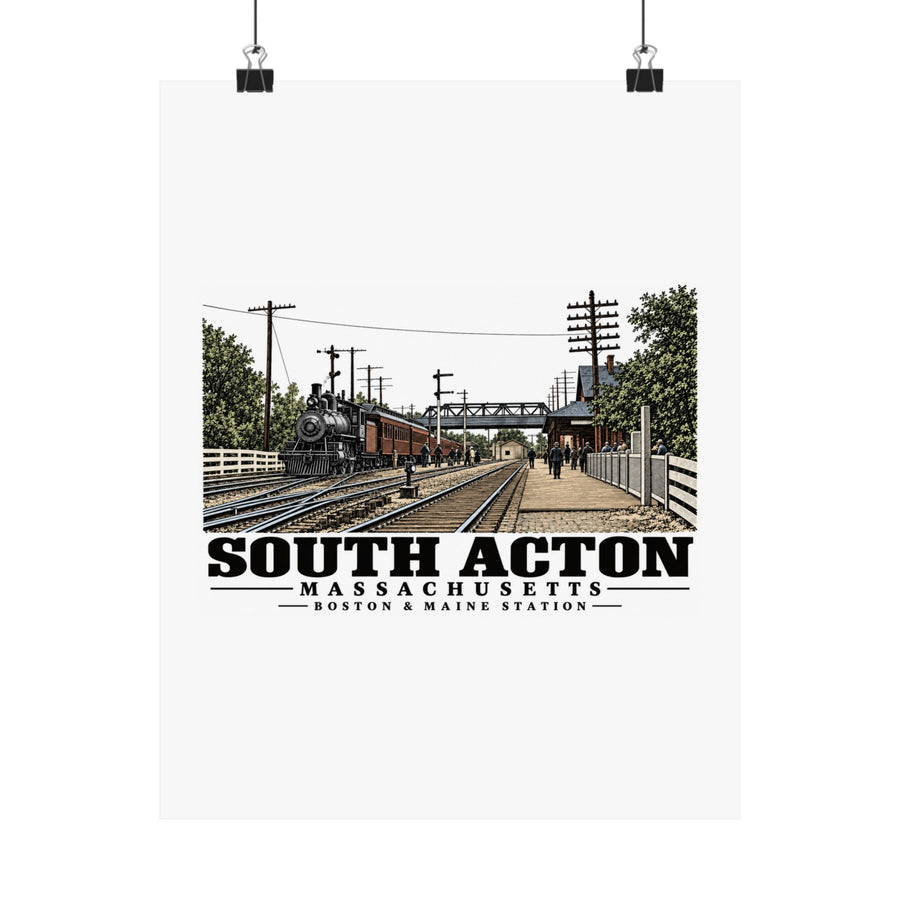 Illustrated Boston & Maine Station in South Acton on unframed matte poster