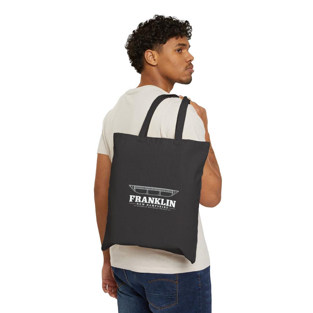 Sulphite Railroad Bridge measured drawing Natural + Black Heavy Canvas Tote - Merrimack Valley Goods