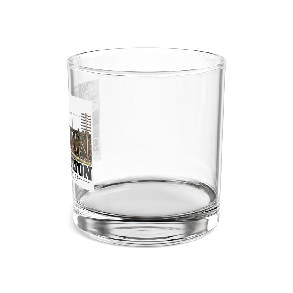 Illustrated Trolley Trestle in South Bolton on rocks glass