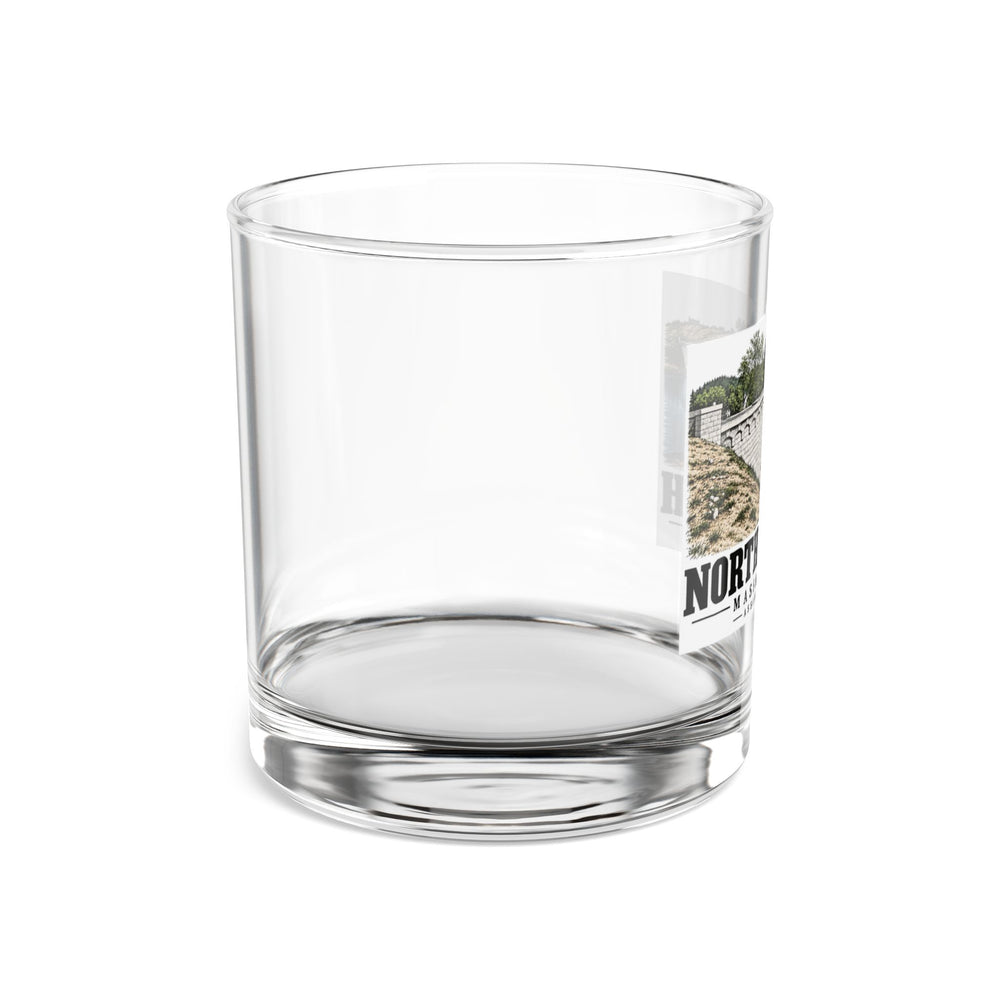 Illustrated Assabet Aqueduct in Northborough on rocks glass