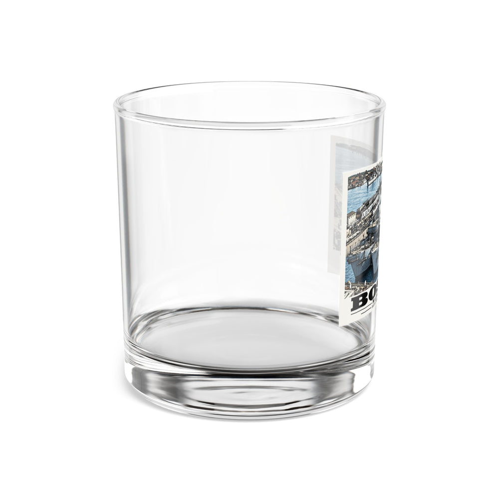 Illustrated APB-38 and APB-39 at Boston Navy Yard in Charlestown on rocks glass