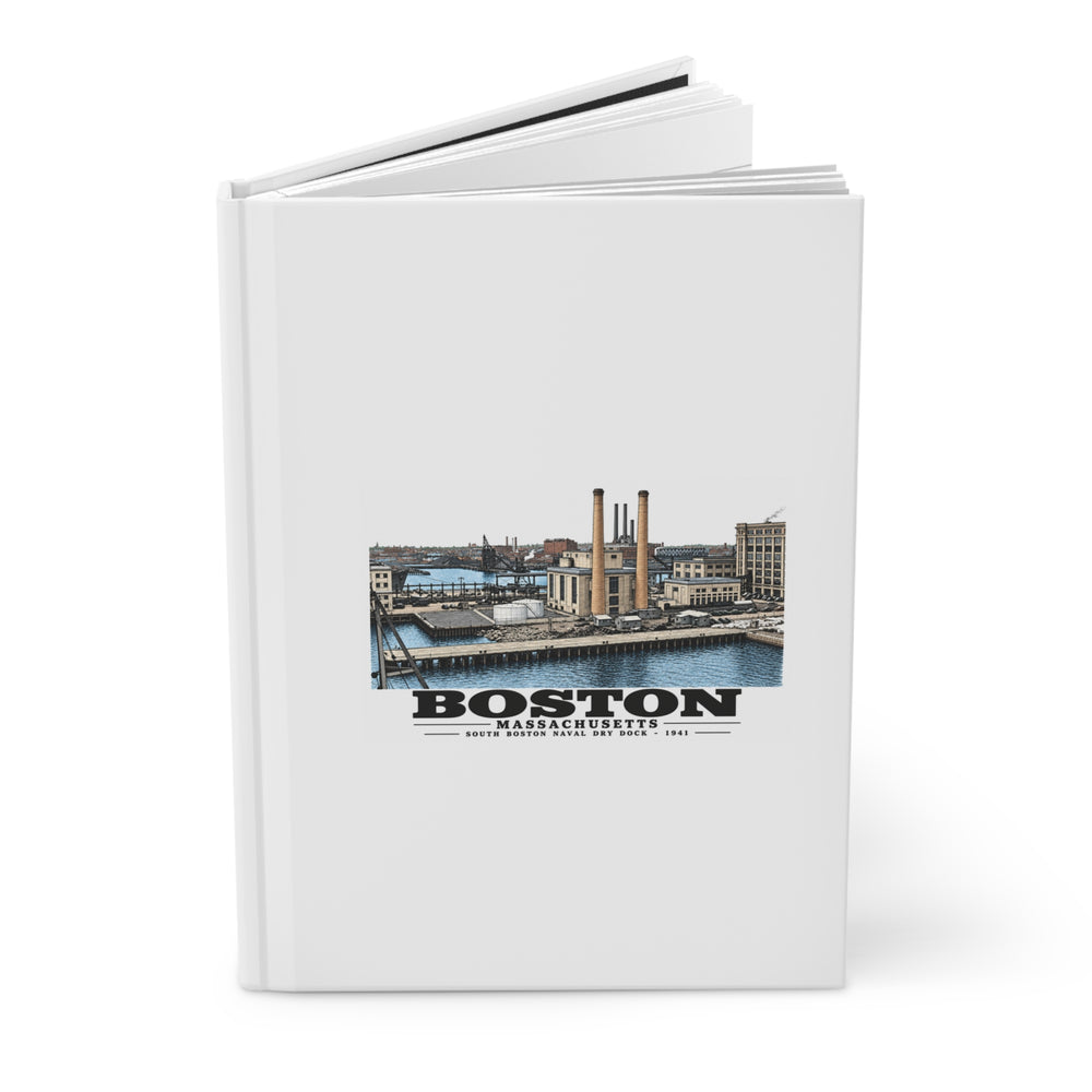 South Boston Dry Dock Area Mar 29-41 from roof of elevator shaft SE Matte Hardcover Journal - Boston Harbor