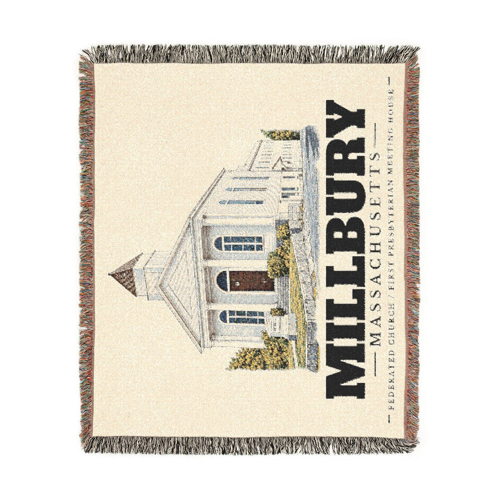 Federated Church / First Presbyterian Meeting House — Millbury, Massachusetts woven blanket, product view 2