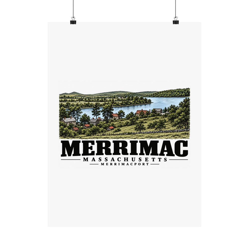 18 x 24 front of View from Noyes Hill at Merrimacport matte poster, Merrimac, Massachusetts.