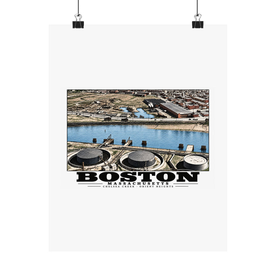 Orient Heights taken at 600 feet-Shore line, Chelsea Creek, East Boston Matte Heritage Poster — 11 × 14 and 18 × 24 in - Boston Harbor