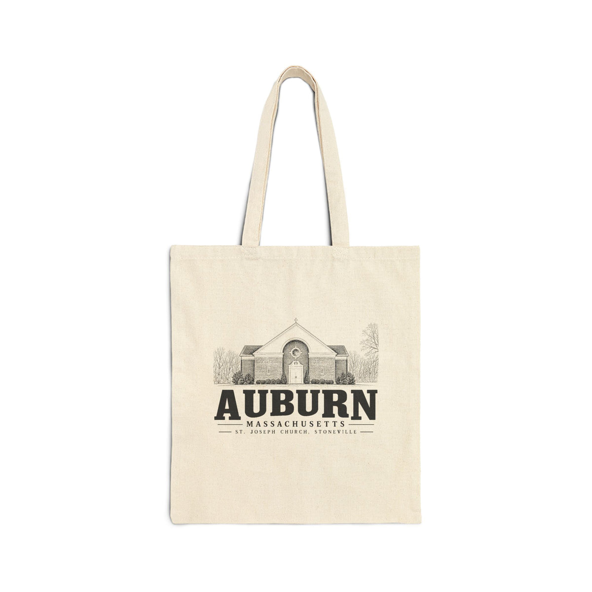 Auburn St. Joseph Church, Stoneville Heavy Canvas Tote in Natural — front view