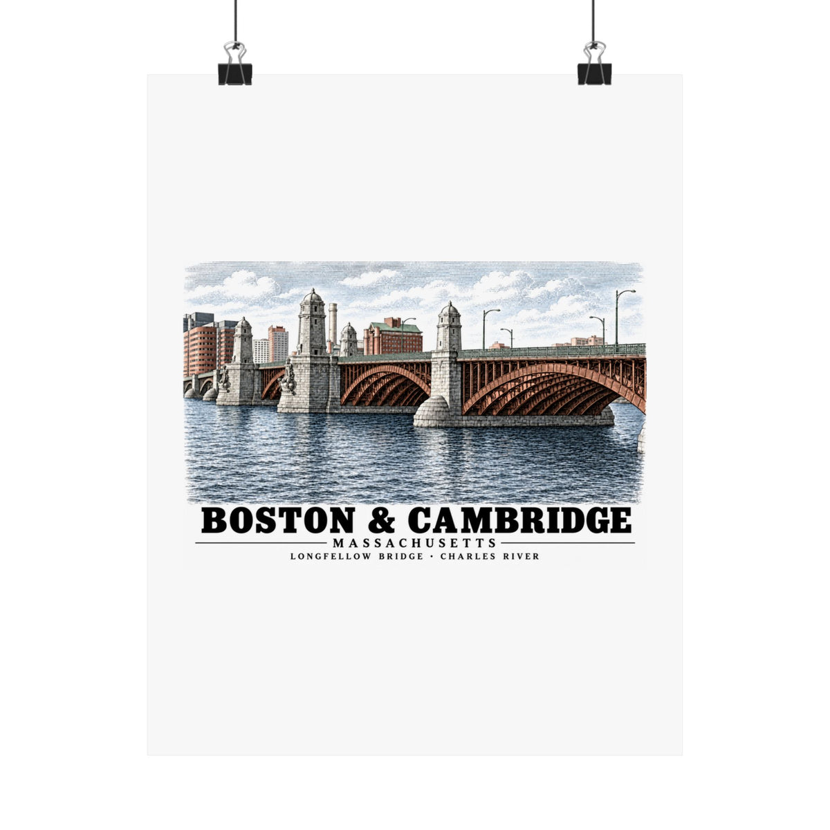 Longfellow Bridge, Charles Circle / Main Street across Charles River Matte Heritage Poster — 11 × 14 and 18 × 24 in - Charles River