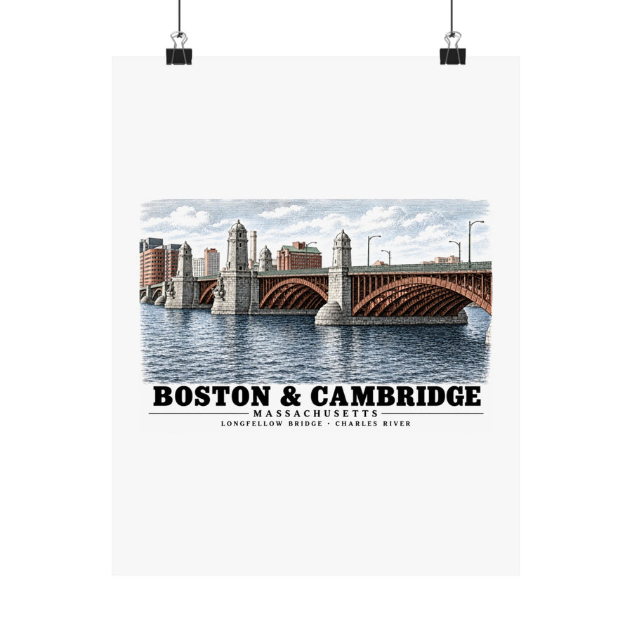 Longfellow Bridge, Charles Circle / Main Street across Charles River Matte Heritage Poster — 11 × 14 and 18 × 24 in - Charles River
