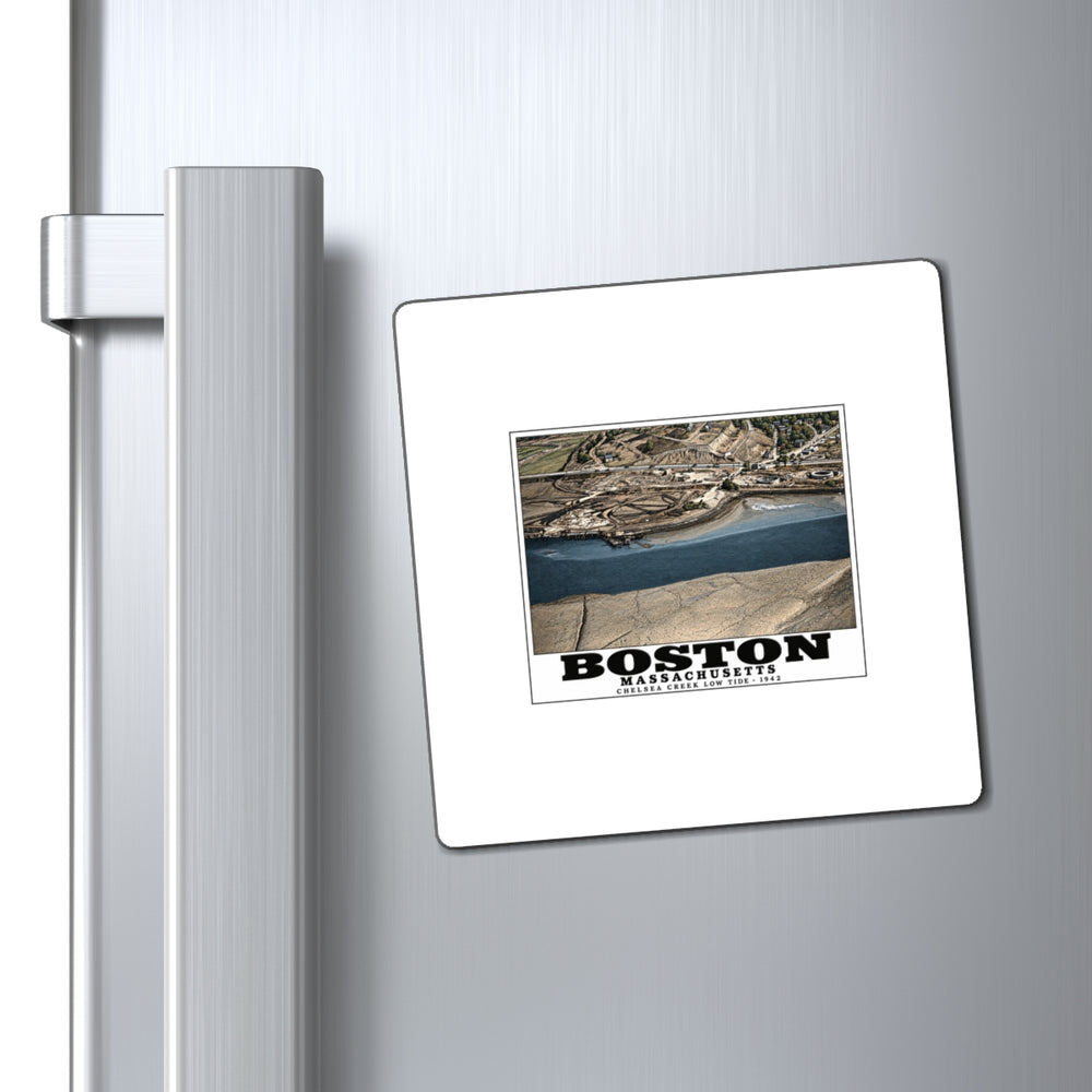 Shoreline, Chelsea Creek, East Boston, MA, Low Tide, Oil Storage 4 in Magnet - Boston Harbor