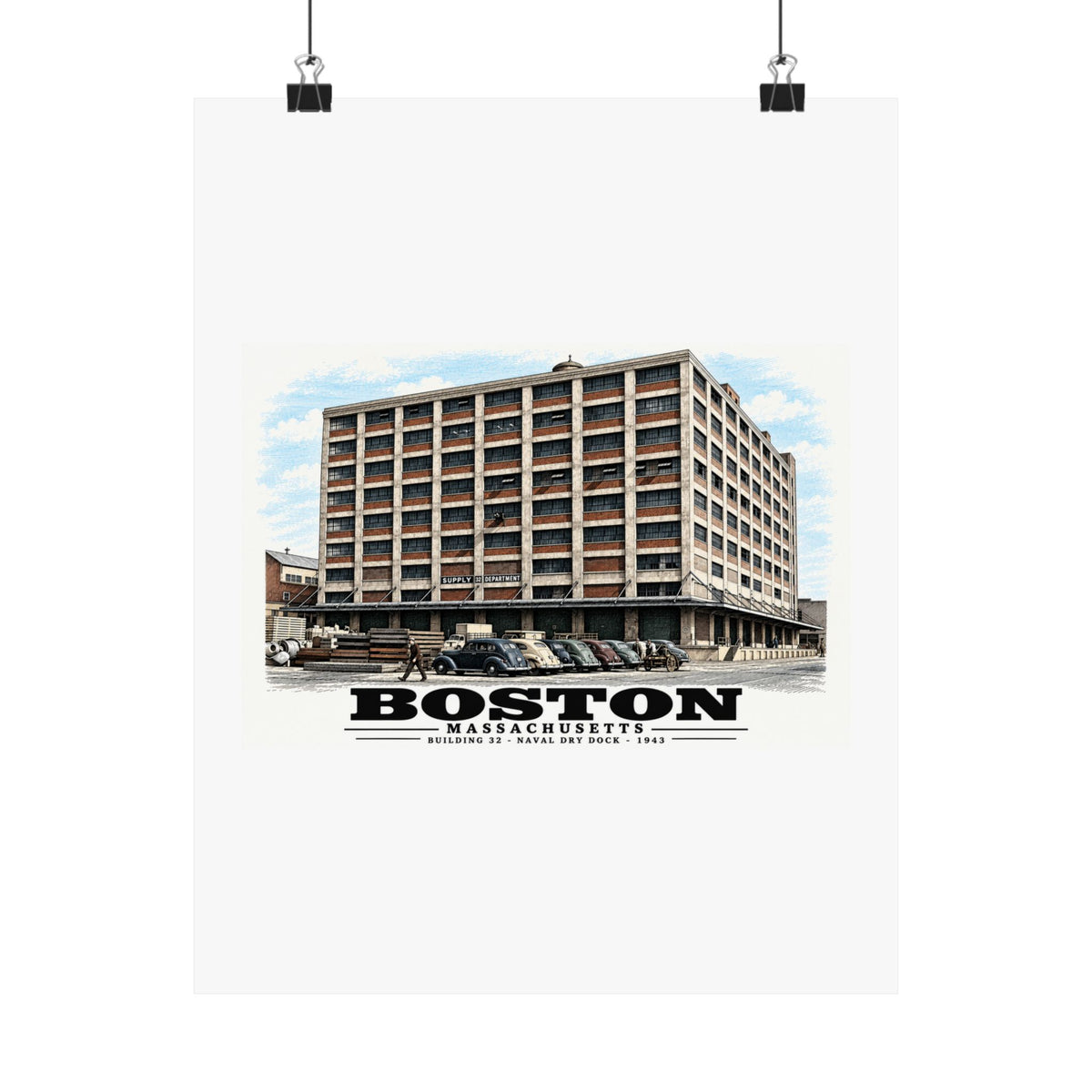 Building #32 US Naval Dry Dock, South Boston, Completed 3/1943 Matte Heritage Poster — 11 × 14 and 18 × 24 in - Boston Harbor