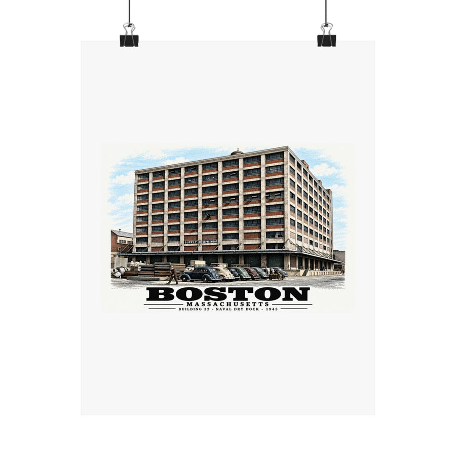 Building #32 US Naval Dry Dock, South Boston, Completed 3/1943 Matte Heritage Poster — 11 × 14 and 18 × 24 in - Boston Harbor
