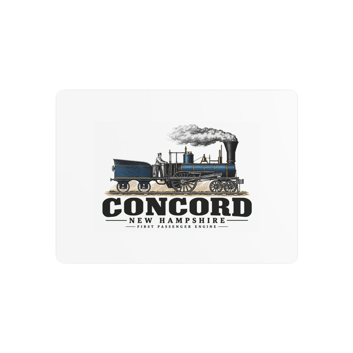 Front of First Passenger Engine horizontal metal wall art, Concord, New Hampshire.